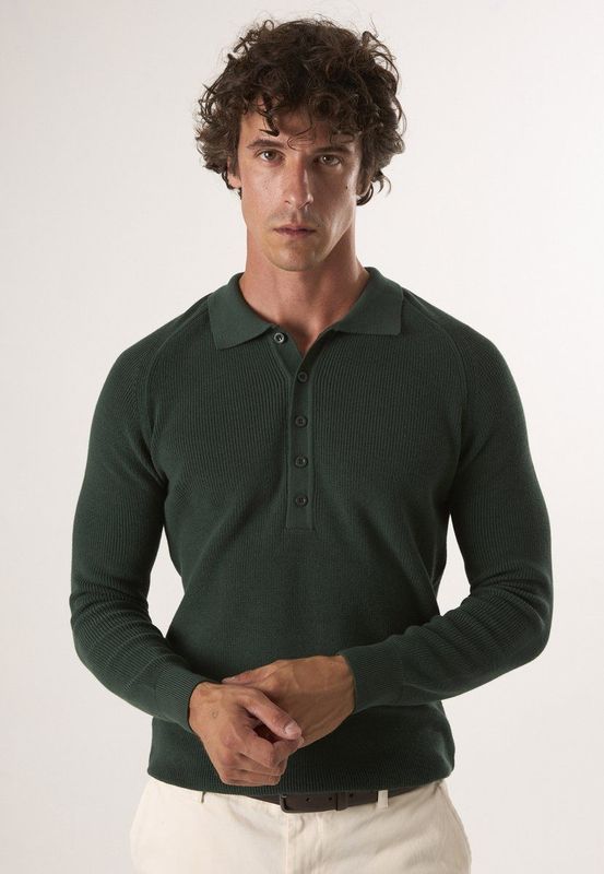 Felix Hardy Trui Met Polokraag En Knopen - Polo Shirt - 100% Katoen Heren Groen - 2Xl