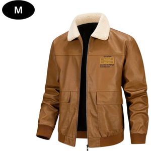 Nivard Leren Jas - Leather Jacket - Lederen Jas - Bomberjack - Pilotenjack - Blazer - Biker - Motorjas - Motormuis - Heren - Bruin XS