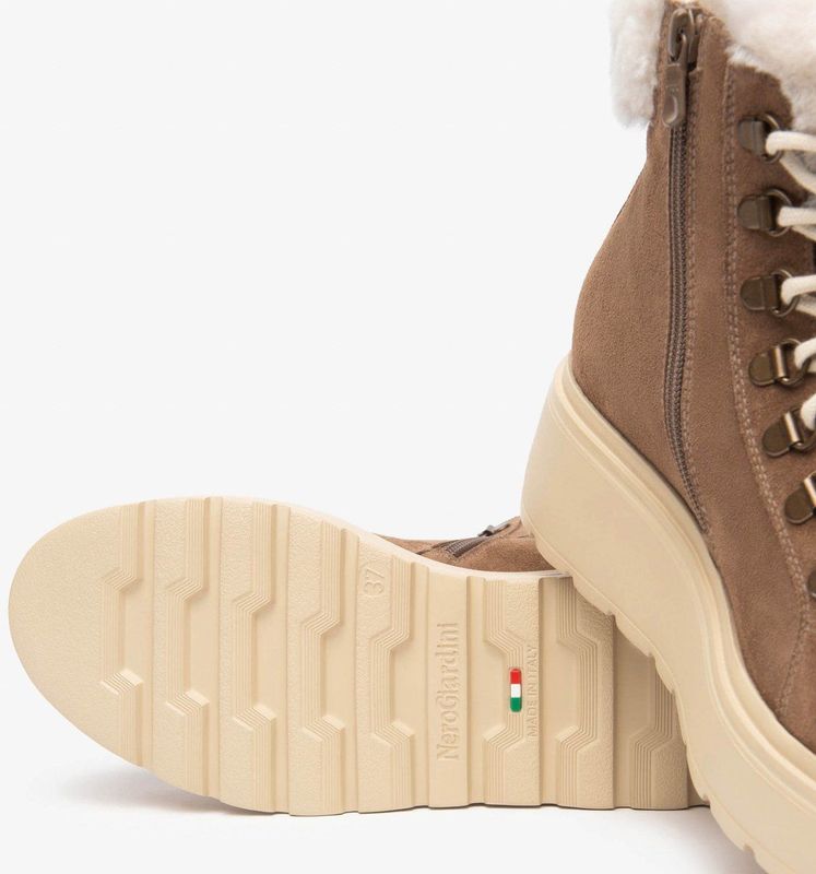 Nero Giardini - Veterlaarsjes - Bruin - Leer - Met Plateau