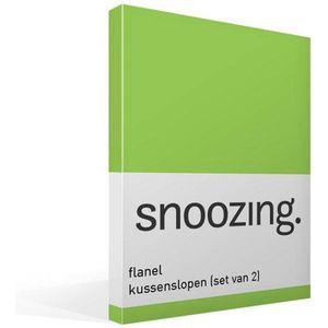Snoozing - Flanel - Kussenslopen - Set van 2 - 50x70 cm - Lime