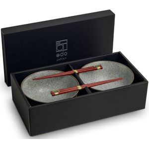 Noodle Kommen Set - Edo Japan - Koishi Serviesset - 4 delig - Perfect voor 2 personen - Geleverd in een geschenkdoos! Cadeau Tip 2024!