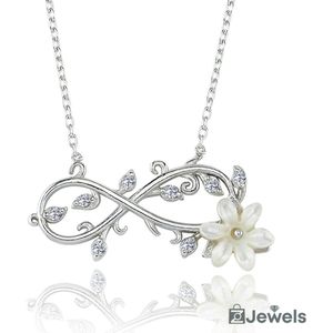 OZ Jewels Zilveren Ketting met Infinity Flower Design Versierd met Zirkonium - Accessoires - Liefdessieraden - Damesketting - Valentijnsdag - Cadeau - Moederdag - Ketting Meisje - Sieraden Dames - In mooie geschenkverpakking