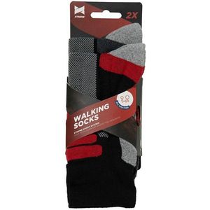 Xtreme Walking Socks All Weather 2-Pack Zwart&Rood - Sokken - 39/42