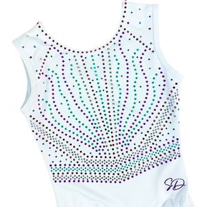 Turnpakje Yfke Wit Mouwloos - Maat 9: AXL - S - Gympakje voor Turnen, Acro, Trampoline en Gymnastiek