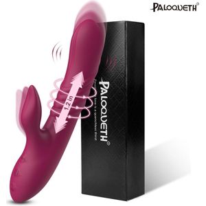 Paloqueth 3in1 Rabbit Vibrator - Dildo/ G-shot Dildo/ 3 Spot Stimulatie/ Clitoris Stimulator/ Thrusting - Stotend - Roterend - Rotating/ 14 standen