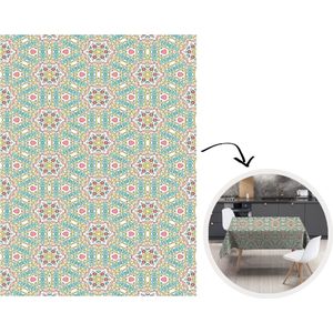 Tafelkleed - Tafellaken - 150x200 cm - Mandala - Bloemen - Pastel - Bohemian - Design - Binnen en Buiten