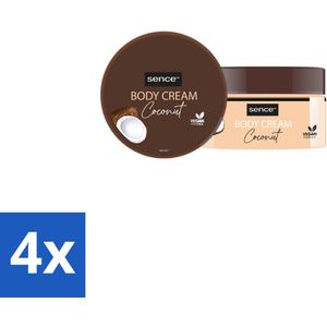 4 x Sence Bodycrème Coconut 200 ml - Lichaamscrème - Kokos - Hydratatie - Verzorging - Droge Huid