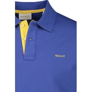 Gant - Contrast Piqué Poloshirt Blauw - Regular-fit - Heren Poloshirt Maat 3XL