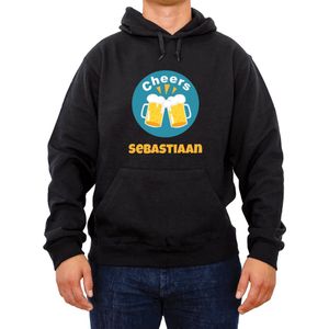 Trui met naam Sebastiaan|Fotofabriek Trui Cheers |Zwarte trui maat L| Unisex trui met print (L)