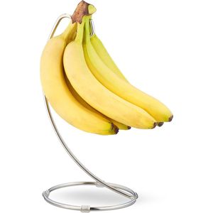 Relaxdays bananenhouder - banaanhouder - verchroomd ijzer - bananen ophangen - zilver