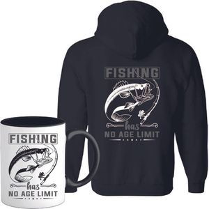 T-Shirtknaller Vest met koffiemok | Fishing Has No Age Limit  - Vis / Vissen / Vishengel Kleding | Heren / Dames Vest Cadeau | Kleur zwart | Maat S