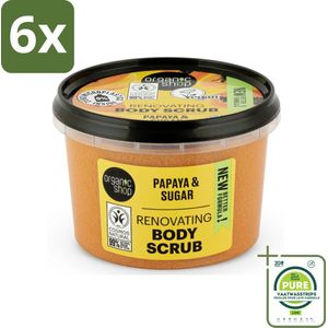 Organic Shop - Body Scrub Papaya - Exfoliërend en Hydraterend - 250 ml - Voordeelverpakking - 6 stuks - Lichaams Scrub - Papaja Scrub