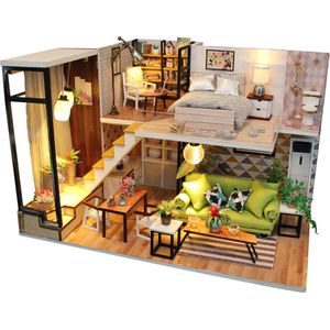 Premium Miniatuur XXL bouwpakket - Bouwpakket - Voor Volwassenen (14+) - Houten Modelbouw - Modelbouwpakket - DIY - Poppenhuis – incl. Licht- (Romantic Nordic)