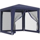vidaXL - Partytent - met - 4 - mesh - zijwanden - 2,5x2,5 - m - HDPE - blauw