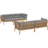 vidaXL - 5-delige - Loungeset - pallet - met - kussens - massief - acaciahout