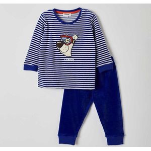 Woody pyjama baby jongens - blauw-wit gestreept - ijsbeer - 212-3-PLC-V/912 - maat 56