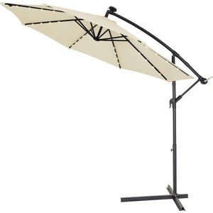 Kingsleeve Zweefparasol - Parasolvoet LED-verlichting 330cm - Crème