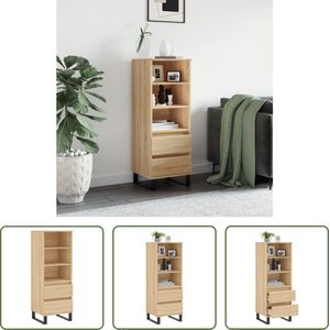 The Living Store Industriële Hoge Kast - 40 x 36 x 110 cm - Sonoma Eiken - Stevig Materiaal