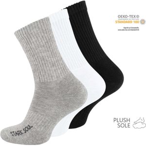 Sportsokken met badstof zool - Gekamd katoen - 3-Pack - Grijs/Wit/Zwart