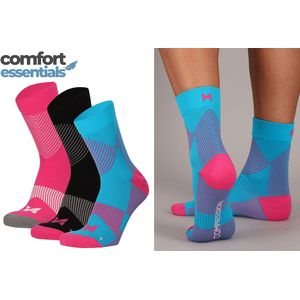 Comfort Essentials - Lage Compressie Sokken - 3 Paar - Multi Roze - 35-38 - Enkelsokken - Korte Compressiekousen