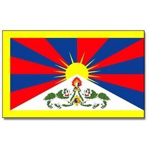 Vlag Tibet 90 x 150 cm feestartikelen - Tibet landen thema supporter/fan decoratie artikelen