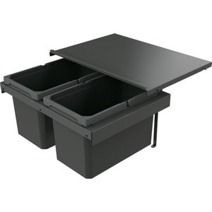 Kitchenluxx 280 S/600-2 - inbouw prullenbak voor montage in keukenlade / korflade - keukenlade van 60 cm breed - Inhoud: 32 liter (2x 16 liter)