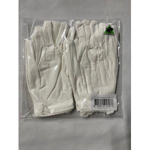 Allernieuwste.nl® 3 Paar Witte 100% Katoenen Handschoenen Munten Sieraden Zilver Goud Inspectie - Niet Pluizend - MAAT L/XL