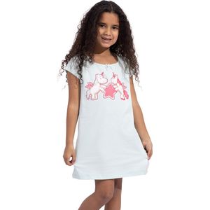 VANILLA -  Unicorn meisjes nachthemd - Egyptisch katoen - Blauw - PJ512 - 8-9 jaar