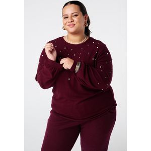 MS Mode Trui Brushed trui met parel opdruk