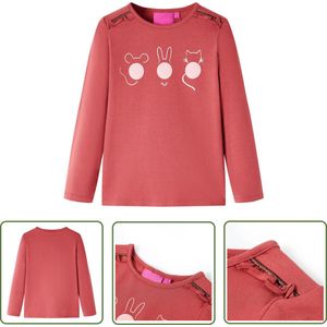 vidaXL Langmouwig - Kinderhemd - Kindershirt met lange mouwen 116 rozebruin - Meisjeskleren - Rozebruin - Kindermode
