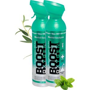 Boost Oxygen 9 liter - Menthol-Eucalyptus - 95% Pure Zuurstof - Tot wel 400 inhalaties - Ademhalingsondersteuning voor sport herstel, hoogte, prestaties en gezondheid - Zuurstoffles - 2x 9L (2 pak, 18L totaal)