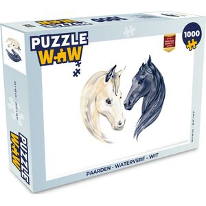 Puzzel Paarden - Waterverf - Wit - Meisjes - Kinderen - Meiden - Legpuzzel - Puzzel 1000 stukjes volwassenen