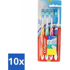 10 x Colgate - Tandenborstels - Triple Action - Medium - 4 borstels - Tandenborstel - Mondhygiëne - Reiniging - Vlekverwijdering - Frisse Adem