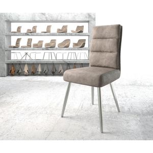 Gestoffeerde-stoel Pela-Flex 4-poot conisch roestvrij staal microvelours taupe vintage pocketveer kern