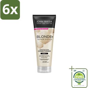 John Frieda – Conditioner – Blonde+ Repair Bond Building – Herstellend – 250 ml - Voordeelverpakking - 6 stuks - Herstel blond haar - Beschadigd haar