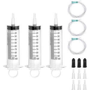 3 stuks 100 ml doseerspuiten met slang en adapters voor laboratoria en industrie