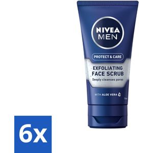 6 x NIVEA MEN - Protect & Care - Gezichtsscrub - 75 ml - Gezichtsreiniging - Gezichtsscrub - Huidverzorging - Mannelijke Huid - Exfoliatie