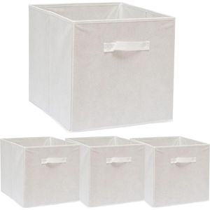 Vouwdozen-set 4 dozen voor Kallax-plank wit 33x38x33cm Expeditbox met stoffen handgreep