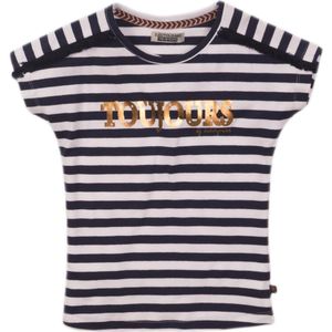 DJ Dutchjeans meisjes t-shirt Navy Stripe - Maat 116