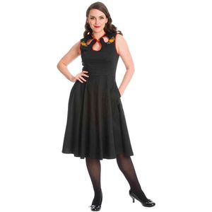 Banned - PUMPKIN SPICE & ALL THINGS NICE PUMPKIN Flare jurk - 2XL - Zwart