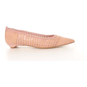 Maury dames pump in gevlochten leder rose en beige