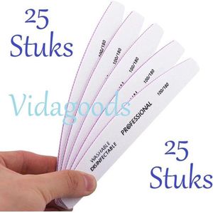 25 stuks Nagelvijl Zebra vijl Moon 100/180 grit - Grof / Zachte Vijl - Hoge kwaliteit - Professionele - Nagelvijlen - Maan - Gelnagels - Nagelverzorging - Banaan - Acrylnagels - Moonvijl - Shellac - High Quality - Kunstnagels - Manicure