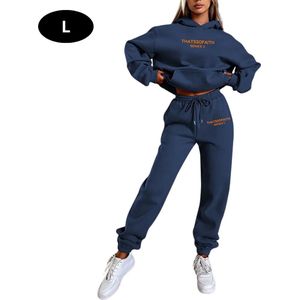 Livano Joggingpak Dames - Huispak - Volwassenen - Trainingspak - Comfortabel - Jogging Pak - Joggingsbroek - Marineblauw - S