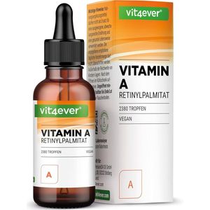 Vit4ever - Vitamine A druppels - 70 ml (2380 druppels) - Vitamine A (retinylpalmitaat) in MCT-kokosolie opgelost zonder alcohol - veganistisch - hoge dosering, zonder onnodige toevoegingen