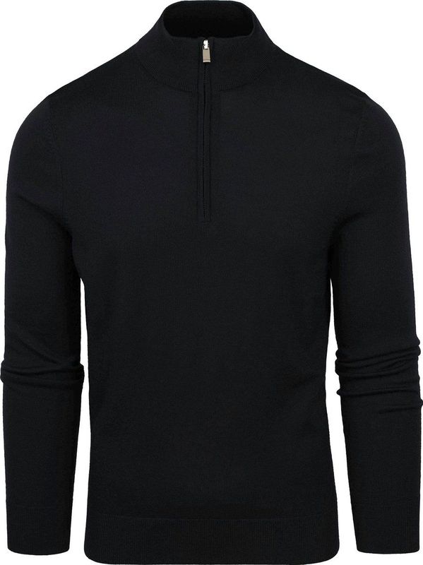 Suitable - Schipperstrui - Zwart - Merino Half Zip - Heren