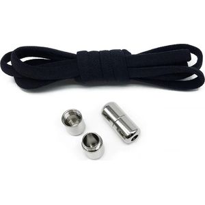 Hypify® | Elastische Veters met lock gesp | Schoenveters | Nooit meer strikken | Zwart | No Tie | Metallic gesp
