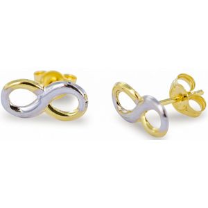 New Bling 9NBG-0409 Gouden Oorknopjes - Dames - Infinity - 10,5 x 4,8 mm - 14 Karaat - Bi-Color