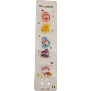 Princess 5x 2 haar elastiekjes op kaart - fantasy