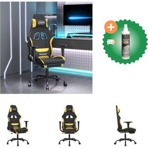 vidaXL Gamestoel met voetensteun stof zwart en geel - Bureaustoel - Inclusief Reiniger