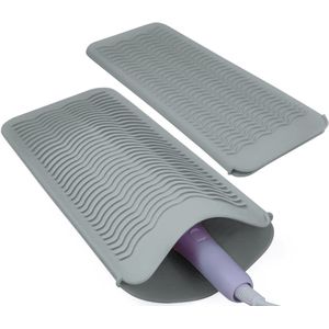 Hittebestendige siliconen mat-tas - Hittebestendige siliconen mat met ophanggat - Hittebestendige reismat en opbergtas voor stijltangen - Voor stijltangen, krultangen, platte clips en andere hete haarstylingtools - 28 x 13 cm - Groen
